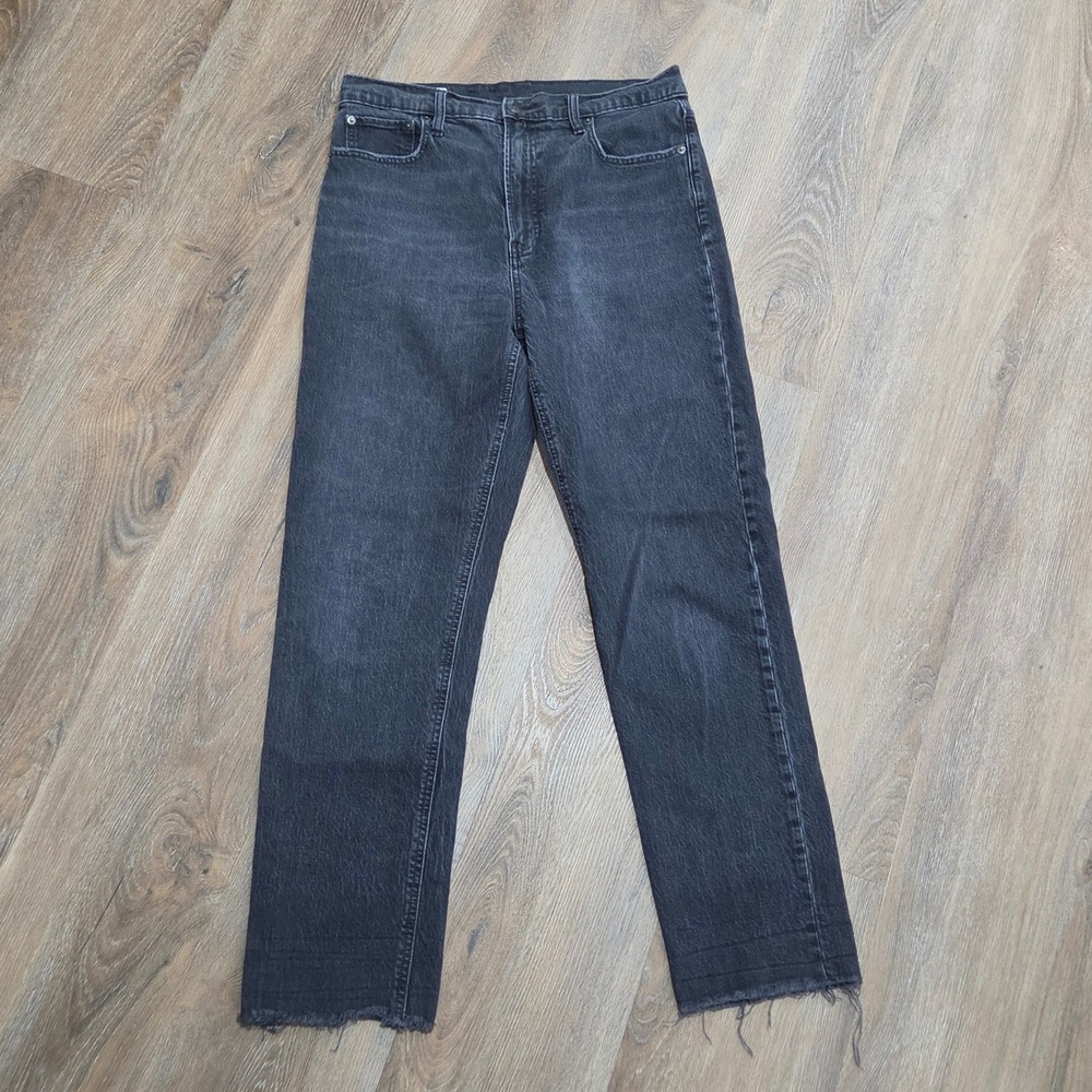 Gap Cheeky Straight Sky High Jeans Faded Black Raw Hem 31 12T Tall High Rise